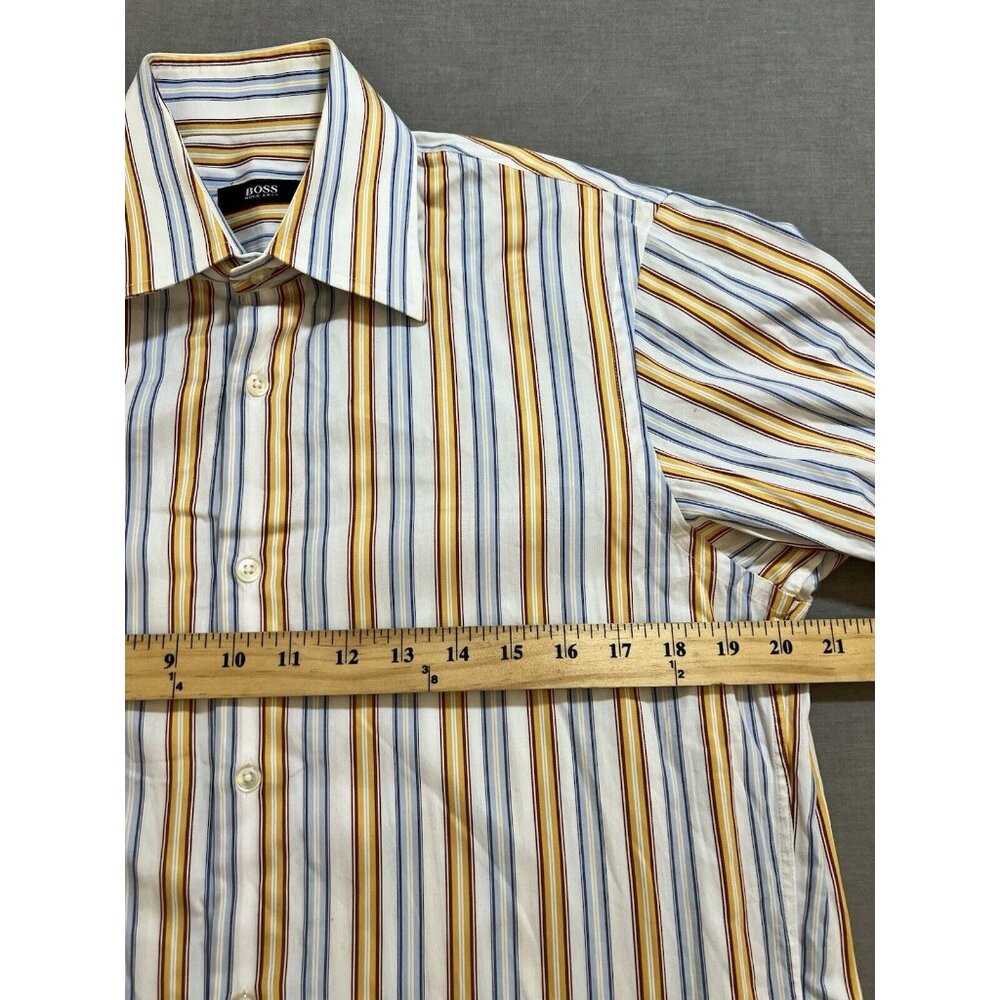 Hugo Boss Shirt Mens 38 15 Multicolor Striped Button Up Long Sleeve Regular Fit - Picture 5 of 9